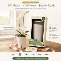 Kit de Jardinage Orchidée en Boîte Cadeau avec Anneau Lumineux de Croissance et Arrosage Automatique, Recharge USB, Design Moderne, Pour Usage Domestique, Prêt pour la Vente de Noël