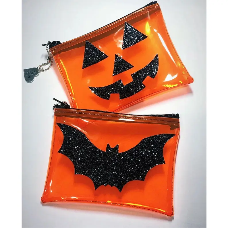 Halloween dompet menyenangkan jelas Jackolantern dompet koin kelelawar tas labu