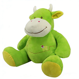 Peluche de vaca verde lima brillante personalizado, muñeco de vaca de peluche con detalles en amarillo - Product Image 1