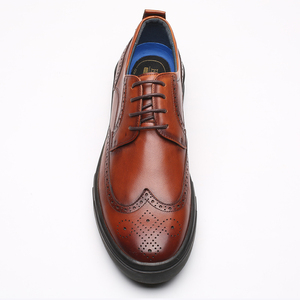 Chaussures habillées de luxe pour hommes de bonne qualité, chaussures derby en cuir véritable marron, chaussures pour hommes - Product Image 5