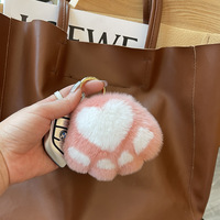 Fourrure de lapin Griffe de chat Pendentif en peluche Petit sac à pattes accrocher Orner patte d'ours Porte-clés de voiture Porte-clés de voiture Adorable