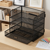 Organisateur de documents en métal noir à 4 niveaux détachable, personnalisable avec logo, pour bureau, maison, école, travail, format A4, vente en gros