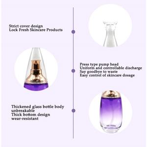 Juego de Botellas de Vidrio de Lujo con Degradado Morado para Envasado de Cosméticos de 40 ml, 60 ml, 100 ml y 120 ml, Tarro de Crema de 30 g y 50 g para Lociones y Cremas - Product Image 5