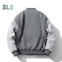 Veste universitaire en laine mélangée pour hommes logo personnalisé hiver chaud Streetwear Stand coupe-vent écologique épais manteau de baseball de haute qualité