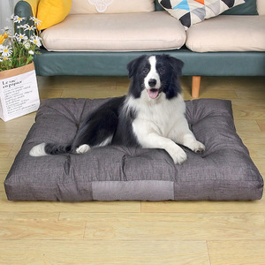 Coussin pour chien épais gris 98x77x12cm, rectangulaire, garnissage en fibre de polyester, matelas quatre saisons pour chiens - Product Image 1