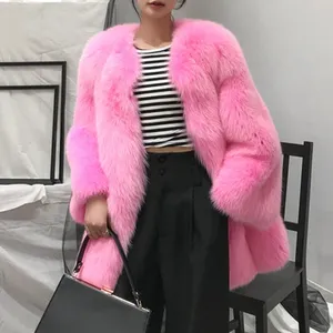 QIUCHEN QC21105 फैशन सर्दियों गर्म शराबी असली फर जैकेट मीठा गुलाबी महिलाओं फॉक्स फर महिलाओं कोट