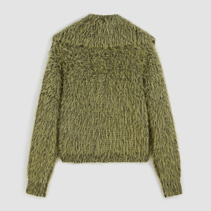 Casual <strong>Navy</strong> <strong>Blue</strong> <strong>Women's</strong> Knitted Sweater Exquisite Short Jacket with Front Logo French Slouchy Style and Solid Colour <strong>Cardigan</strong> - Product Image 3