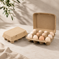 Plateau à œufs en pulpe épaissie, écologique, biodégradable, antichoc, recyclable, compostable naturellement, empilable, 2/4/6/12 alvéoles