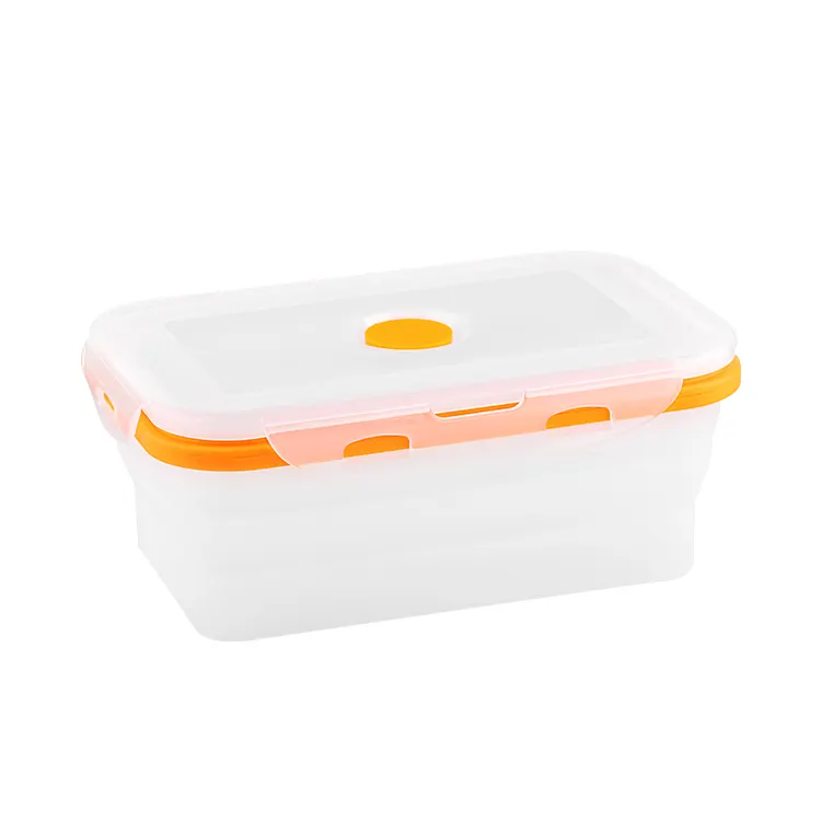 Fiambrera Bento plegable de silicona con cubierta plana, 5 uds., para niños, contenedores de almacenamiento de alimentos plegables para microondas portátiles para la escuela