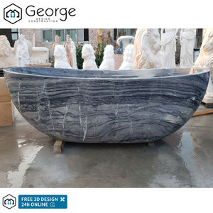 Europäischer Stil Moderne Einbau-Innenbadewanne aus Naturstein Geschnitzte Eckbadewanne aus Weißem Marmor mit Luftmassage - Product Image 5