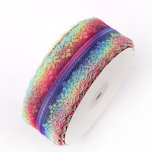 38MM Colorful Net Wholesale Embroidery Garment Material DIY Bow Gradient Color Decorative Ribbon Polyester Flower Lace <strong>Trim</strong> - Product Image 4