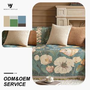 Copridivano Vintage Floreale in Poliestere e Cotone per Divano Componibile, Coperta Jacquard Tessuta per Arredamento Casa e Hotel - Product Image 1