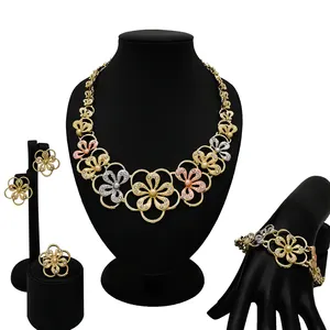 Саудовские золотые ювелирные изделия из золота 18 карат набор ювелирных изделий для женщин оптовая продажа индийских позолоченные ювелирные изделия CJ1016