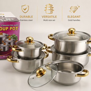 Wholesale Modern Stainless Steel Kitchenware <strong>Set</strong> with Glass Top <strong>Cookpot</strong> for Gas Stove for Home Use and Milk Soup Cooking - Product Image 1