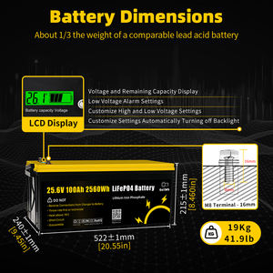 2025 हॉट सेलिंग ग्रेड एक 12 वी 24v 100ah 200ah 50ah 400h जीवन में 4 लिथियम आयरन फॉस्फेट 12 वी 24v 48v 60v सौर बैटरी पैक - Product Image 3