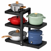 Étagère de rangement multifonctionnelle moderne et réglable en acier au carbone pour armoire de cuisine, évier et comptoir, pour casseroles et poêles