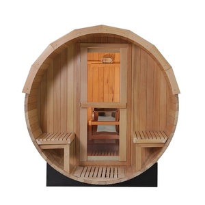 SMARTMAK Sauna extérieur 2 personnes baril de vapeur Sauna rond en <span class=keywords><strong>bois</strong></span> Sauna baril - Product Image 6