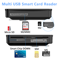 Lector de tarjetas de memoria inteligente 6 en 1 para SD TF MS M2 SIM CAC IC ID ISO7816 Chip lector de tarjetas inteligentes