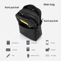 Tas Selempang Mini Tas Bahu Kecil Dompet Perjalanan Pemegang Paspor Tas Kantong Leher Messenger Uniseks dengan Jack Headphone