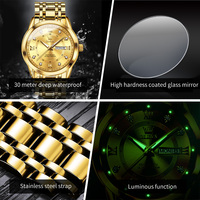 Montre homme OLEVS 5513 avec logo personnalisé OEM, quartz, étanche, classique, bracelet en acier inoxydable, montre de plongée de luxe pour homme.