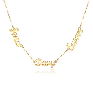 Collar de tres nombres chapado en oro, placa con nombre para varias familias, joyería personalizada, regalos para madres - Product Image 6