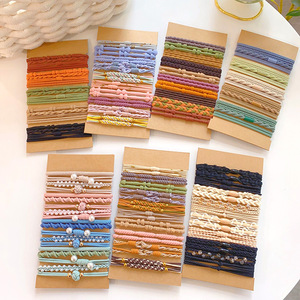 Mode bohême <span class=keywords><strong>cheveux</strong></span> cravates ensemble haute élastique porte-queue de cheval <span class=keywords><strong>pour</strong></span> les filles épais Long bandeau Fine bouclés élastique corde Bracelets - Product Image 4
