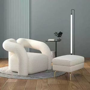 Modern Lamb Sheep Wool Recliner Sofa-Home Office &amp; Living Room Leisure <strong>Chair</strong> with Wood Legs and Boucle Fabric - Product Image 2