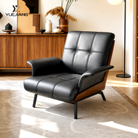 Fauteuil simple en cuir véritable vintage, confortable, style Daiki, fauteuil de loisirs du milieu du siècle pour salon