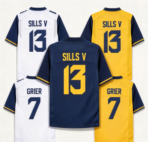 เสื้อฟุตบอลทีมเวสต์เวอร์จิเนียเมาเทนนีเออร์ส # 13 ซิลส์ วี # ชุดเสื้อเจอร์ซีย์วิทยาลัยเย็บปักถักร้อย 7 แบบสำหรับผู้ชาย - Product Image 1