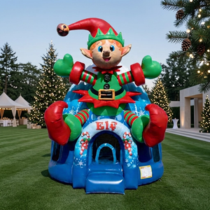 Castillo Inflable Gigante con Diseño <span class=keywords><strong>de</strong></span> Duende Navideño, Domo <span class=keywords><strong>de</strong></span> 6m, 7m, 8m, Castillo Hinchable <span class=keywords><strong>de</strong></span> PVC con Diseño <span class=keywords><strong>de</strong></span> Payaso 3D <span class=keywords><strong>para</strong></span> <span class=keywords><strong>Alquiler</strong></span> Comercial en Días Festivos - Product Image 1