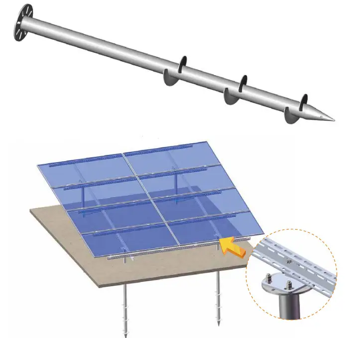 No excavar, poste de acero galvanizado, punta de apilado, anclaje helicoidal, pila de tornillo de Tierra solar