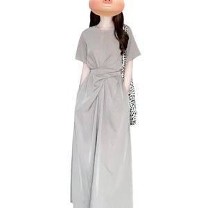 Crew Neck Sheath Dress Solid Color Wrap And Tie Daily Wear Women's Casual Long Dress - Product Image 5
