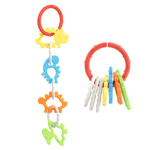 Anneau de dentition suspendu en forme de dinosaure, jouet en silicone pour bébé de 0 à 24 mois, anneaux de dentition éducatifs colorés pour nourrissons et tout-petits - Product Image 4