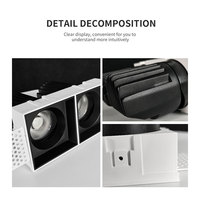 Plafonniers LED Orientables en Aluminium COB, Spots Carrés Jumeaux Anti-Éblouissement pour Maison et Bureau