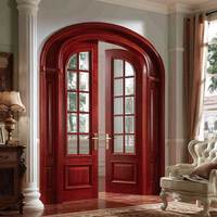 Sunnysky Solid Wood Interior Door Natural Walnut Veneer Solid Timber Core Residential Mansion Bedroom Access System