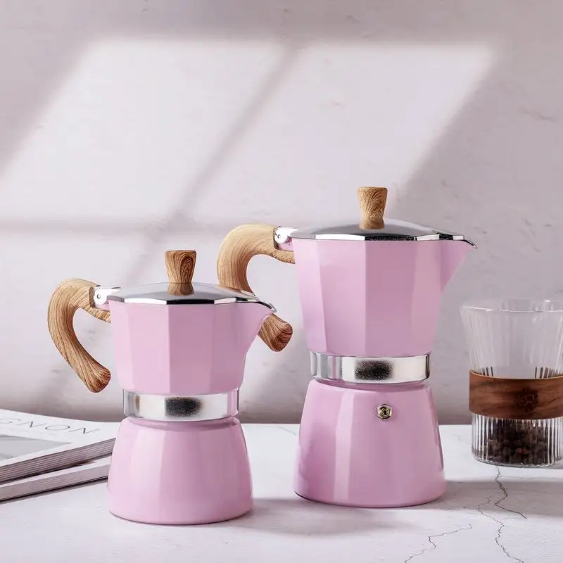 현대 이탈리아 알루미늄 모카 냄비 스토브-탑 커피 메이커 도매 3-6 컵 모카포트 커피 포트
