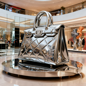 Уличная крупномасштабная скульптура-сумка из нержавеющей стали, металлическое изделие для декора торгового центра - Product Image 4