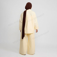 Ensemble deux pièces élégant et personnalisé pour femmes musulmanes, vêtements modestes, chemise et pantalon en coton et lin, tenue islamique tendance, fabrication en usine