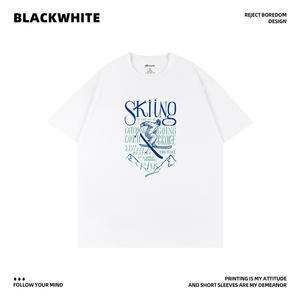 Camiseta Unisex Negra y Blanca de Algodón, Talla L, Transpirable, Diseño Simple, Ropa de Verano - Product Image 4