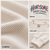 Sweat-shirt décontracté pour homme en maille gaufrée à col rond et manches longues, imprimé déchiré, style streetwear quotidien, vente en gros