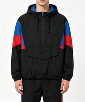 Chaqueta Cortavientos con Capucha y Media Cremallera para Hombre, Diseño Personalizado con Bloques de Color, Resistente al Agua, Transpirable, Ecológica, Ropa Urbana de Primavera, ODM OEM