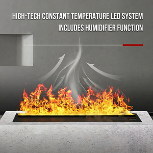 Cheminées électriques décoratives intelligentes 3D à <span class=keywords><strong>LED</strong></span>, flamme <span class=keywords><strong>LED</strong></span>, télécommande, application contrôlée, encastrables, en acier inoxydable, pour usage domestique et hôtelier - Product Image 2