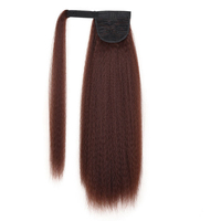 Queue de cheval synthétique Afro Kinky Yaki Lisse à Enrouler, Résistante à la Chaleur, en Promotion