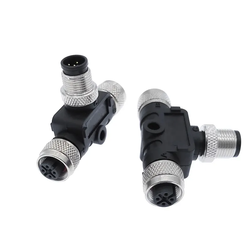 M12 sensor connector conversion 3-way waterproof T type male&female t joint cable