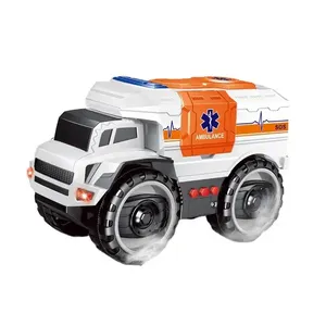 Penjualan terlaris plastik mainan ambulans gesek truk plastik anak dengan lampu