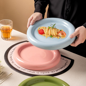 Platos <span class=keywords><strong>de</strong></span> Cerámica para Bodas, Color Rosa, Platos Redondos <span class=keywords><strong>de</strong></span> <span class=keywords><strong>Porcelana</strong></span> Verde para Servir la Cena, <span class=keywords><strong>Vajilla</strong></span> - Product Image 4