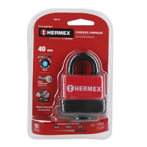 Lucchetto laminato Blister da 40mm con rivestimento in plastica CMR-40 Hermex per serrature per mobili