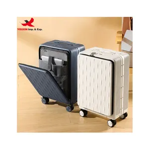 Luxe Spinner Trolley Koffer Aluminium Frame Zakelijke Reisbagage Open Bagage Multifunctionele Koffer Bagage