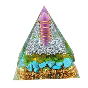 <b>Crystal</b> <b>Chip</b> Pyramid Resin Epoxy Craft Desktop Ornament Purple Jade Pillar Turquoise Home Decoration - Product Image 5