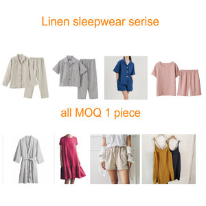 All'ingrosso personalizzato in lino 100% per adulti <span class=keywords><strong>pigiama</strong></span> manica lunga accappatoio nuovo Design Plus Size per la primavera tinta tinta tinta - Product Image 4